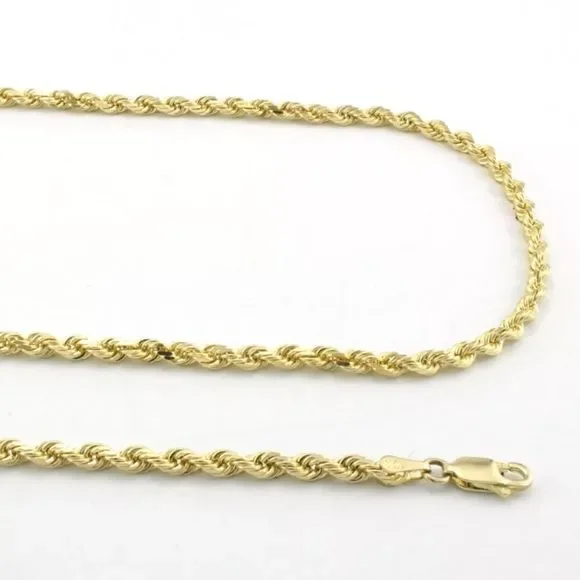 22” 10K Real Solid Gold Italy Diamond Cut Rope Chain - BUNDLE LISTING